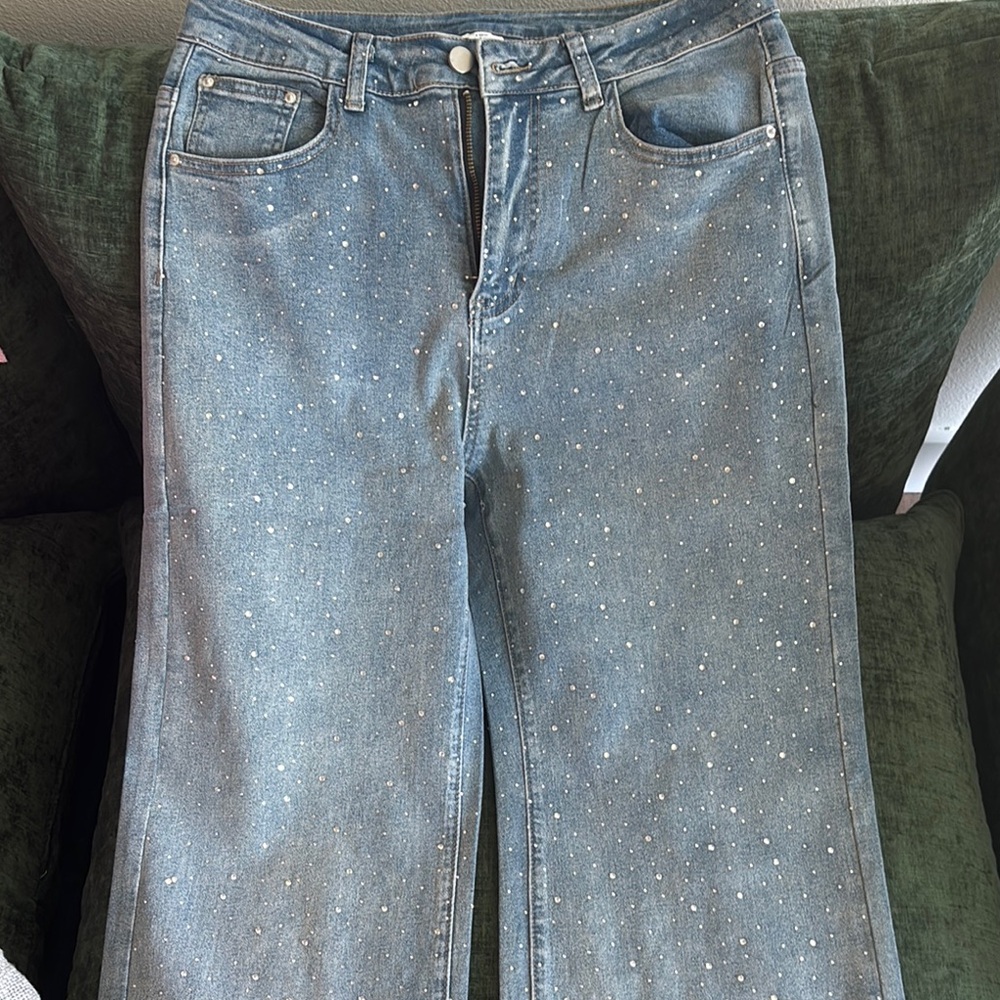 Blue Straight Leg Jeans Classic Style